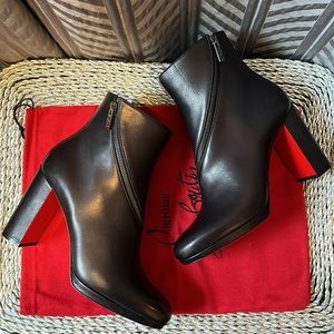 Christian Louboutin Birgitta 100 black leather calf skin boots booties size 41